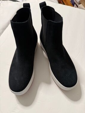 Keds Black Chelsea Platform Booties with White Sole